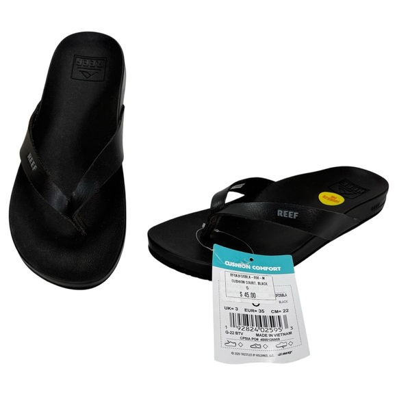 Reef Shoes - Reef Cushion Bounce Black Waterproof Womens Thing Slide Sandals Size 5M